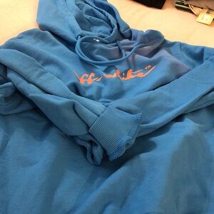 Off-White Blue Hoodie with White Label